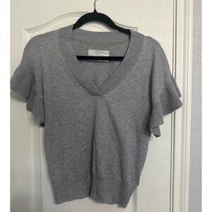 Brochu Walker Grey Flutter Sleeve Sweater Short Sleeve Small